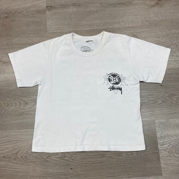 Stussy Magic 8 Ball Fortune Teller Crop Tee Shirt Women's Medium - Picture 2 of 10